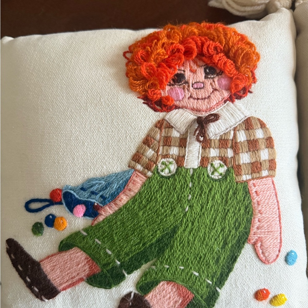 Vintage Embroidered Doll Pillows - Picture 3 of 7